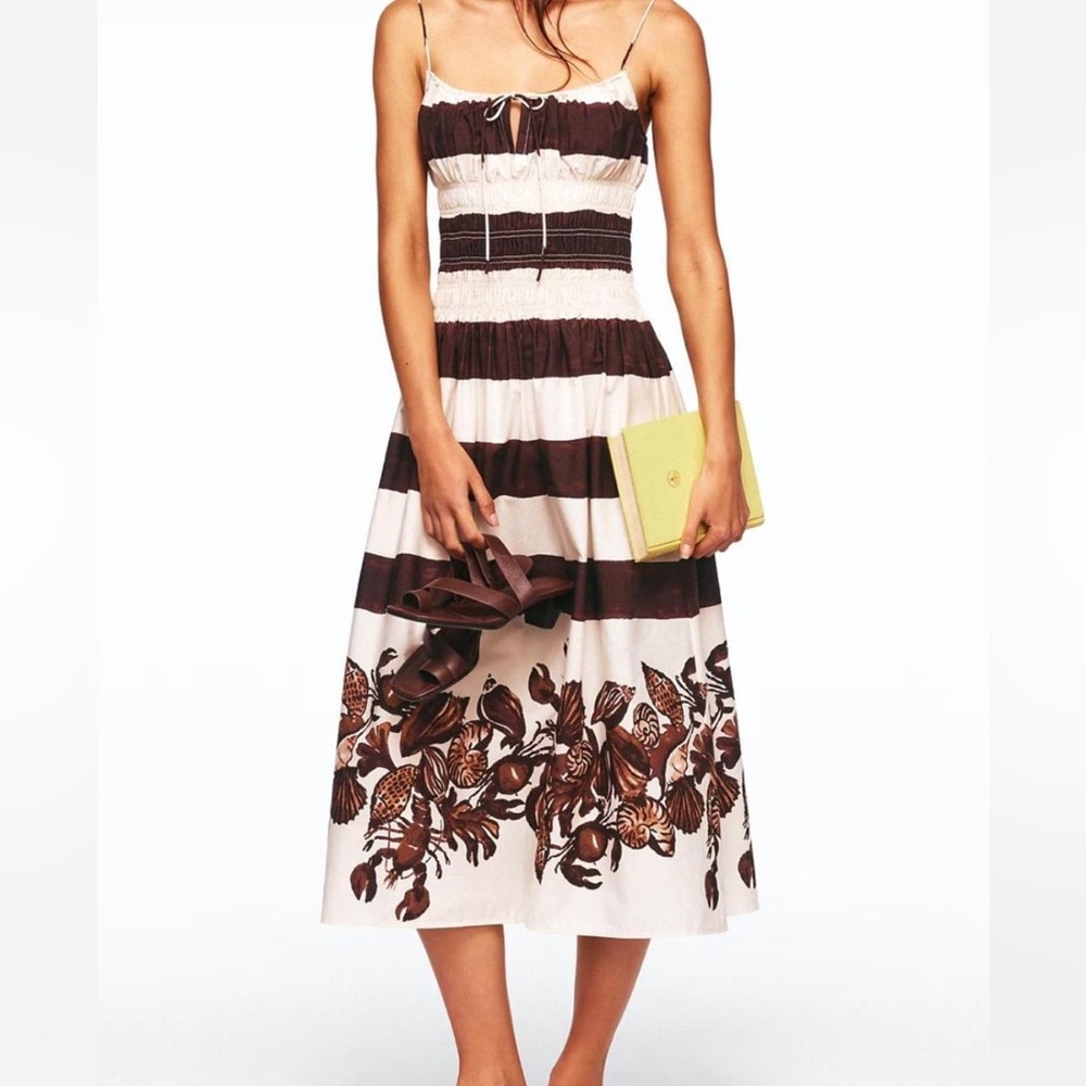 Jcrew women’s Reverie dress in lobster & seashell print